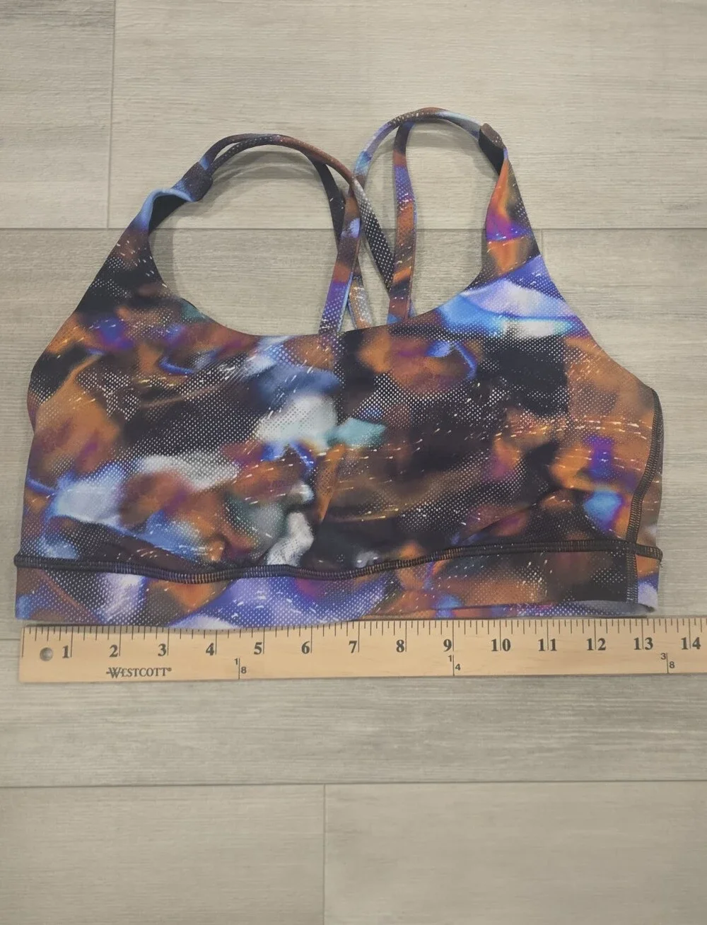 Lululemon Multicolor Abstract Strappy Crossback Sports Bra Workout Yoga Size 8